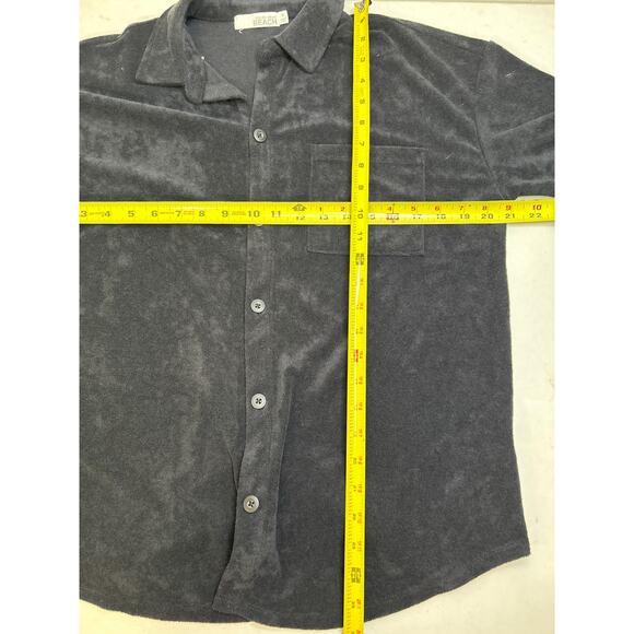 Barefoot Dreams Beach Cozy Terry Button Down Shirt in Black. Size S. NWOT - Picture 5 of 6
